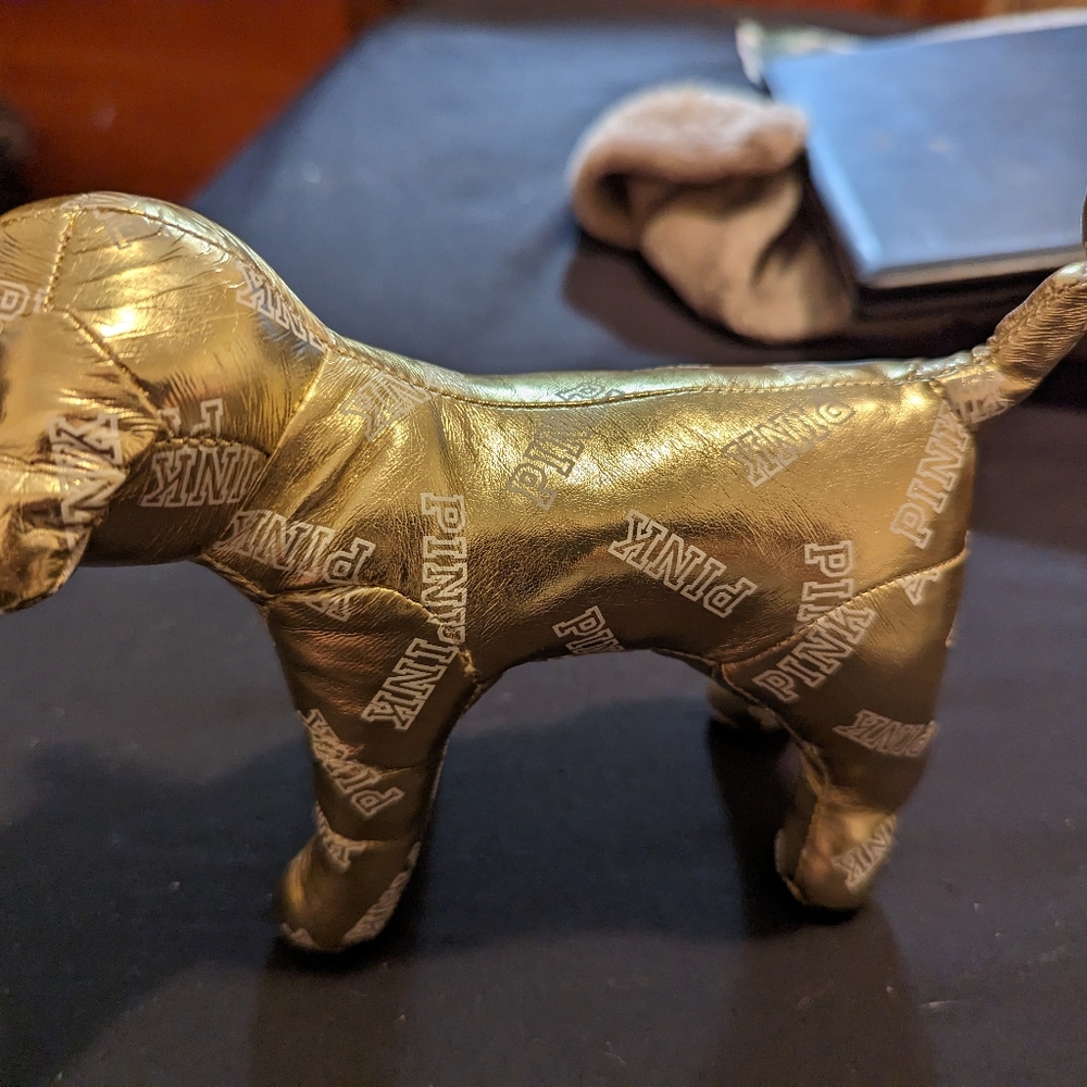 VS PINK golden stuffed dog